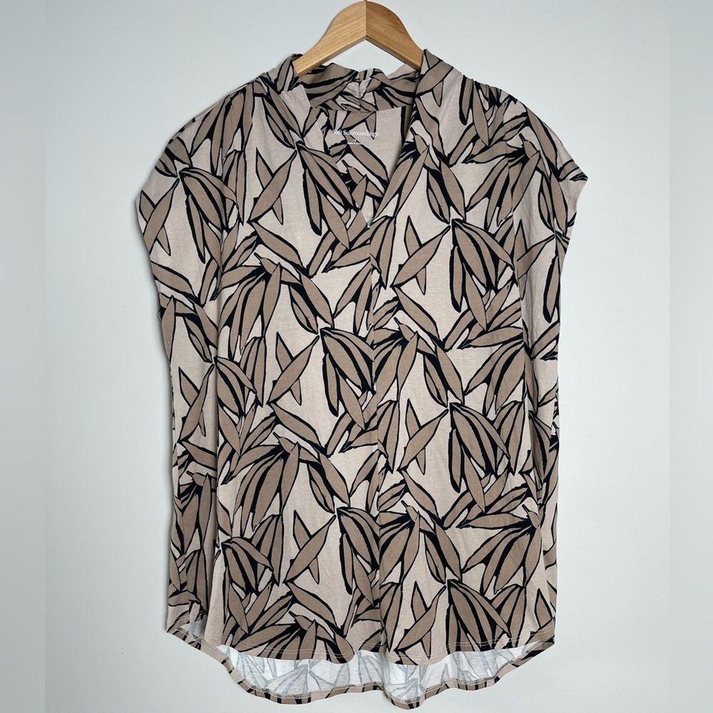 Soft Surroundings | Twilight Luau Printed Tunic 1X Tropical Neutral Casual